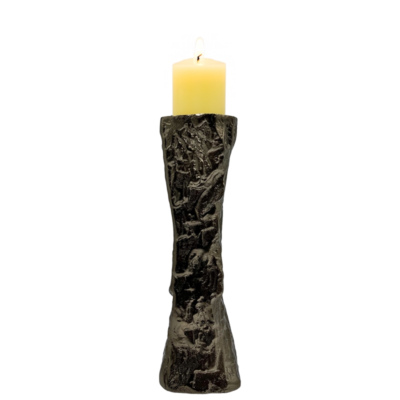 Pemberly Row 16-inch Tall Decorative Handmade Aluminum Candle Holder in Bronze