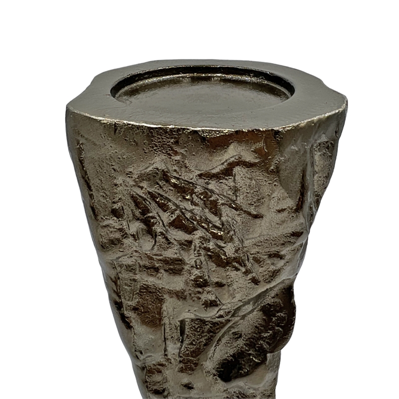 Pemberly Row 16-inch Tall Decorative Handmade Aluminum Candle Holder in Bronze