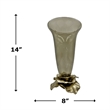 Pemberly Row Decorative Handmade Aluminum & Glass Candle Holder in Brown