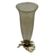 Pemberly Row Decorative Handmade Aluminum & Glass Candle Holder in Brown