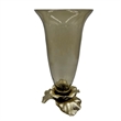 Pemberly Row Decorative Handmade Aluminum & Glass Candle Holder in Brown