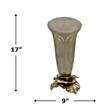 Pemberly Row Decorative Handmade Aluminum & Glass Candle Holder in Brown