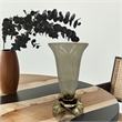 Pemberly Row Decorative Handmade Aluminum & Glass Candle Holder in Brown