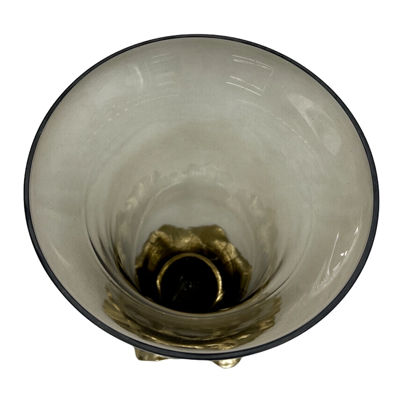 Pemberly Row Decorative Handmade Aluminum & Glass Candle Holder in Brown