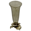 Pemberly Row Decorative Handmade Aluminum & Glass Candle Holder in Brown