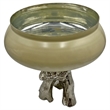 Pemberly Row 13-inch Tall Handmade Aluminum and Glass Artistic Round Bowl Brown