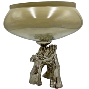 Pemberly Row 13-inch Tall Handmade Aluminum and Glass Artistic Round Bowl Brown