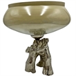 Pemberly Row 13-inch Tall Handmade Aluminum and Glass Artistic Round Bowl Brown