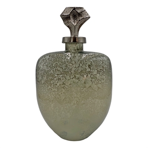 Pemberly Row 14-inch Tall Handmade Aluminum and Glass Bottle Sculpture in Gold