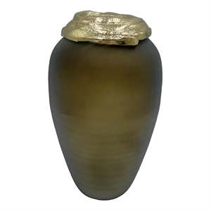 Pemberly Row Decorative Handmade Aluminum and Glass Jug Flower Vase in Bronze
