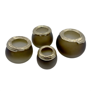 Pemberly Row Set of 4 Decorative Handmade Aluminum Gold and Brown Flower Vases