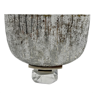 Pemberly Row 12-inch Wide Handmade Aluminum and Glass Bowl Flower Vase in Marble