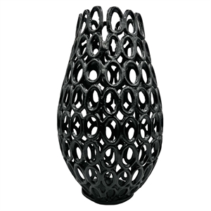 Pemberly Row 16-inch Tall Decorative Handmade Aluminum Bud Flower Vase in Black