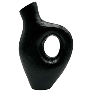 Pemberly Row 12-inch Tall Decorative Handmade Aluminum Jug Flower Vase in Black