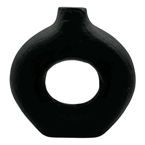 Pemberly Row 8&quot Tall Decorative Handmade Aluminum Flower Vase in Black
