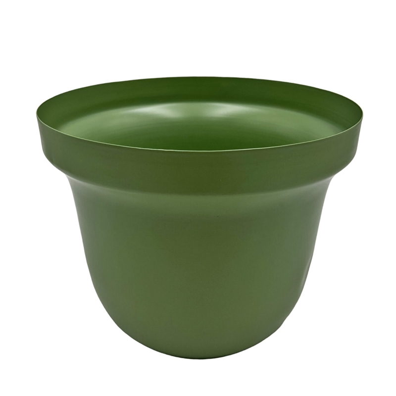 Pemberly Row 8-inch Wide Decorative Handmade Iron Round Flower Vase in Green