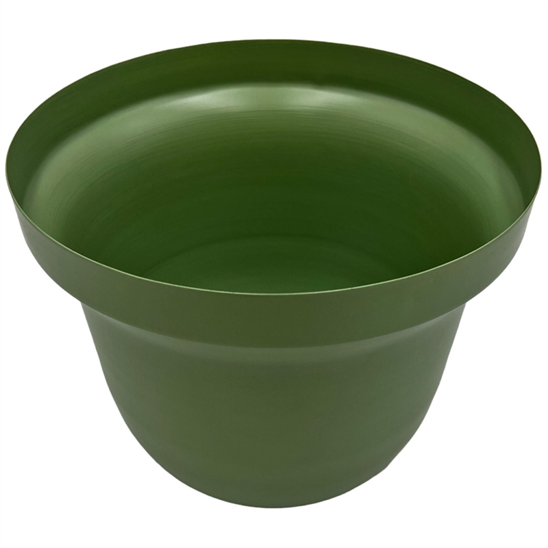 Pemberly Row 8-inch Wide Decorative Handmade Iron Round Flower Vase in Green