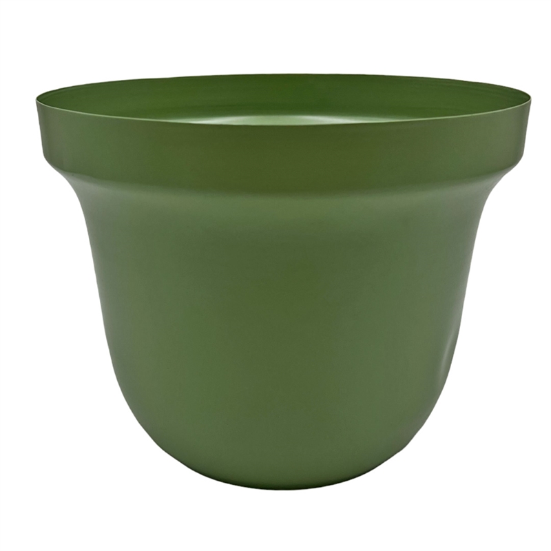 Pemberly Row 8-inch Wide Decorative Handmade Iron Round Flower Vase in Green