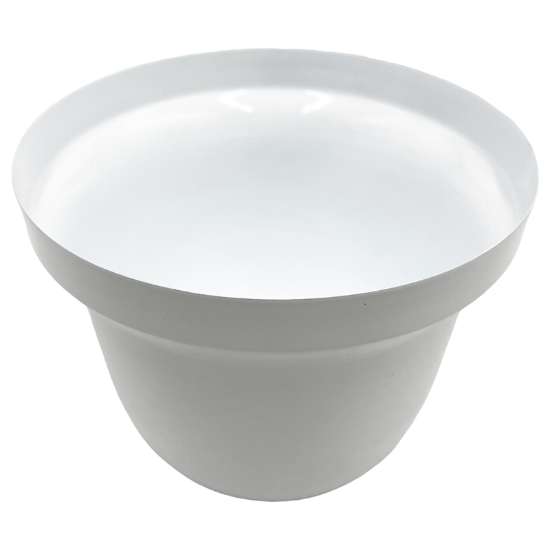 Pemberly Row 8-inch Wide Decorative Handmade Iron Round Flower Vase in White