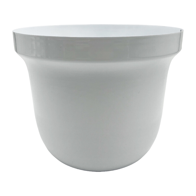 Pemberly Row 8-inch Wide Decorative Handmade Iron Round Flower Vase in White