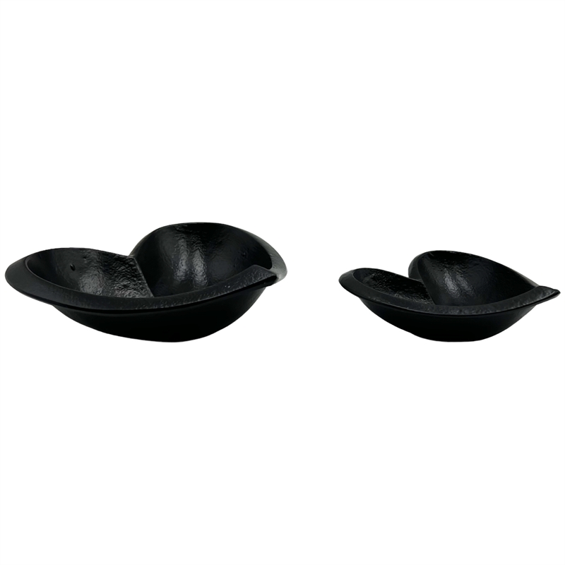 Pemberly Row Set of 2 Decorative Handmade Aluminum Heart Bowl in Black