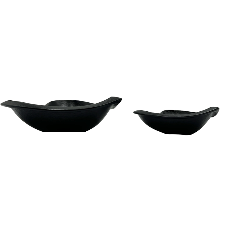 Pemberly Row Set of 2 Decorative Handmade Aluminum Heart Bowl in Black