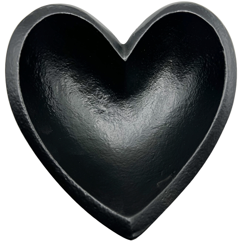 Pemberly Row Set of 2 Decorative Handmade Aluminum Heart Bowl in Black