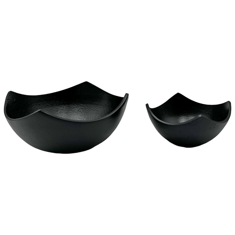 Pemberly Row Set of 2 Decorative Handmade Aluminum Modern Bowl in Black
