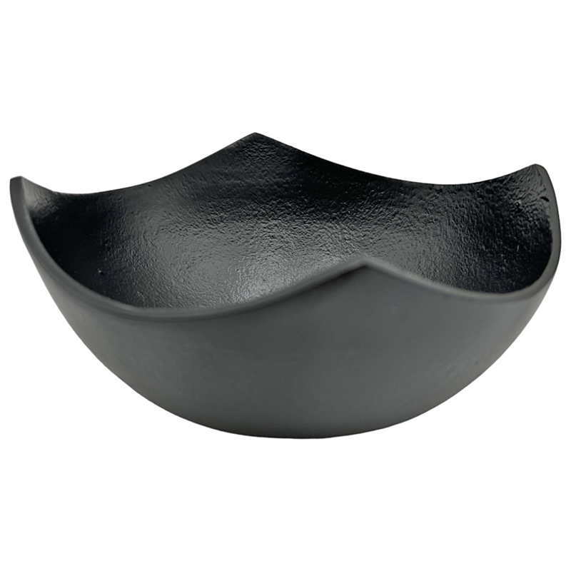 Pemberly Row Set of 2 Decorative Handmade Aluminum Modern Bowl in Black
