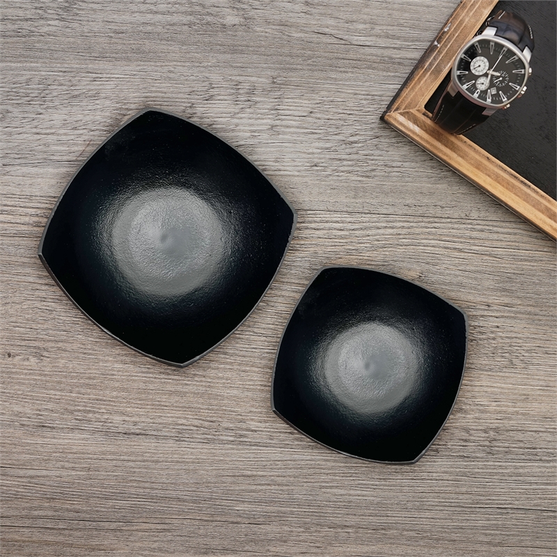 Pemberly Row Set of 2 Decorative Handmade Aluminum Modern Bowl in Black