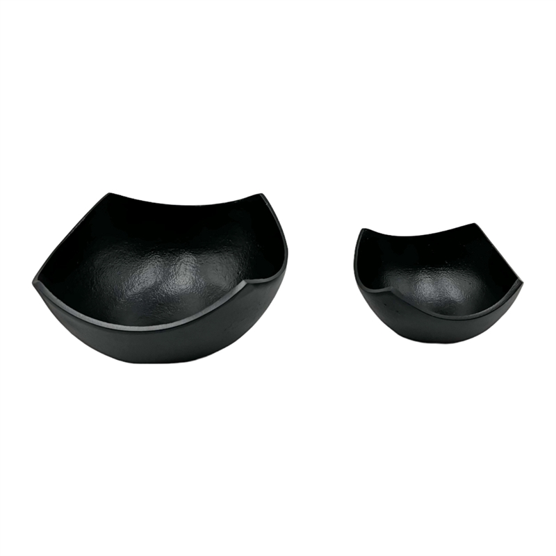 Pemberly Row Set of 2 Decorative Handmade Aluminum Modern Bowl in Black
