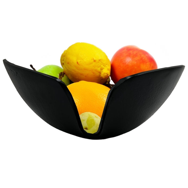 Pemberly Row 9-inch Wide Decorative Handmade Aluminum Clover Leaf Bowl in Black