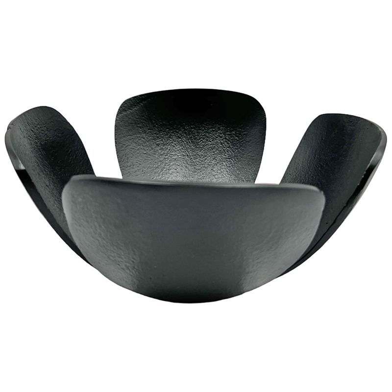 Pemberly Row 9-inch Wide Decorative Handmade Aluminum Clover Leaf Bowl in Black