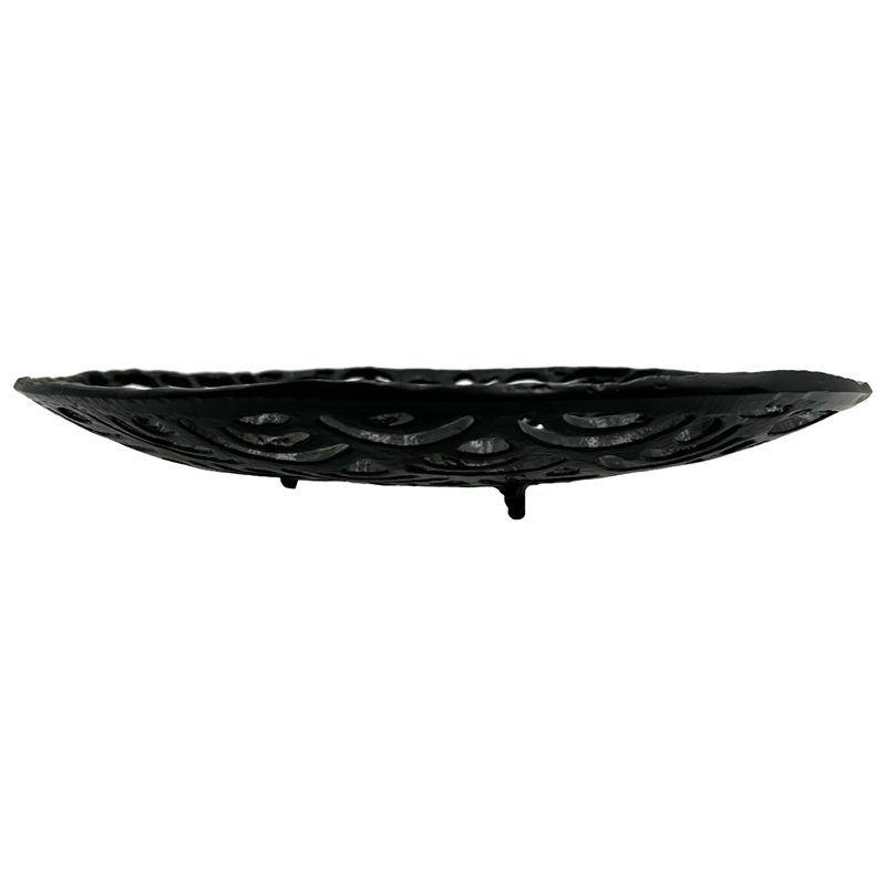 Pemberly Row 14-inch Decorative Handmade Aluminum Round Platter Bowl in Black