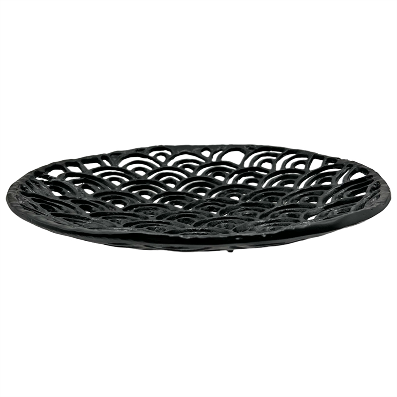 Pemberly Row 14-inch Decorative Handmade Aluminum Round Platter Bowl in Black