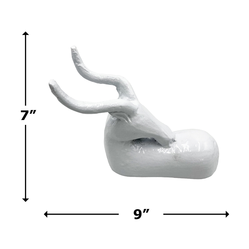 Pemberly Row Decorative Handmade Aluminum 9-inch Modern Deer Sculpture in White