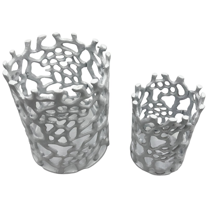 Pemberly Row Set of 2 Decorative Handmade Aluminum Modern Candle Holder