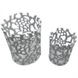 Pemberly Row Set of 2 Decorative Handmade Aluminum Modern Candle Holder