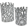 Pemberly Row Set of 2 Decorative Handmade Aluminum Modern Candle Holder