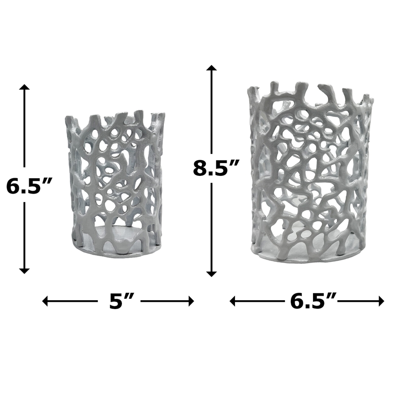 Pemberly Row Set of 2 Decorative Handmade Aluminum Modern Candle Holder