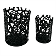Pemberly Row Set of 2 Decorative Handmade Aluminum Modern Candle Holder in Black