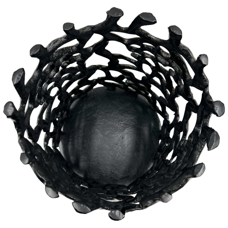 Pemberly Row Set of 2 Decorative Handmade Aluminum Modern Candle Holder in Black