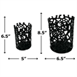 Pemberly Row Set of 2 Decorative Handmade Aluminum Modern Candle Holder in Black