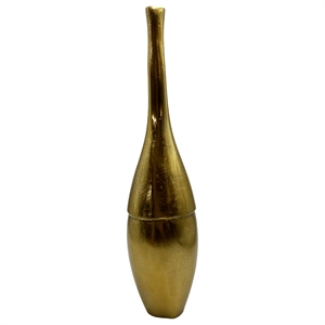 Pemberly Row 19&quot Decorative Handmade Aluminum Bottle Flower Vase in Gold