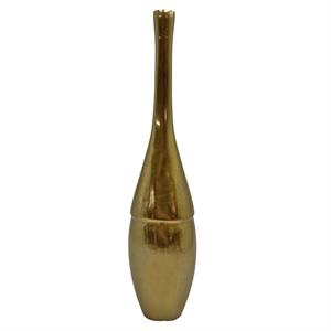 Pemberly Row 16&quot Decorative Handmade Aluminum Bottle Flower Vase in Gold