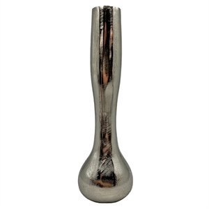 Pemberly Row 16&quot Decorative Handmade Aluminum Long Round Flower Vase in Nickel