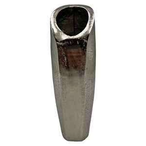 Pemberly Row 11&quot Tall Decorative Handmade Aluminum Modern Flower Vase in Nickel