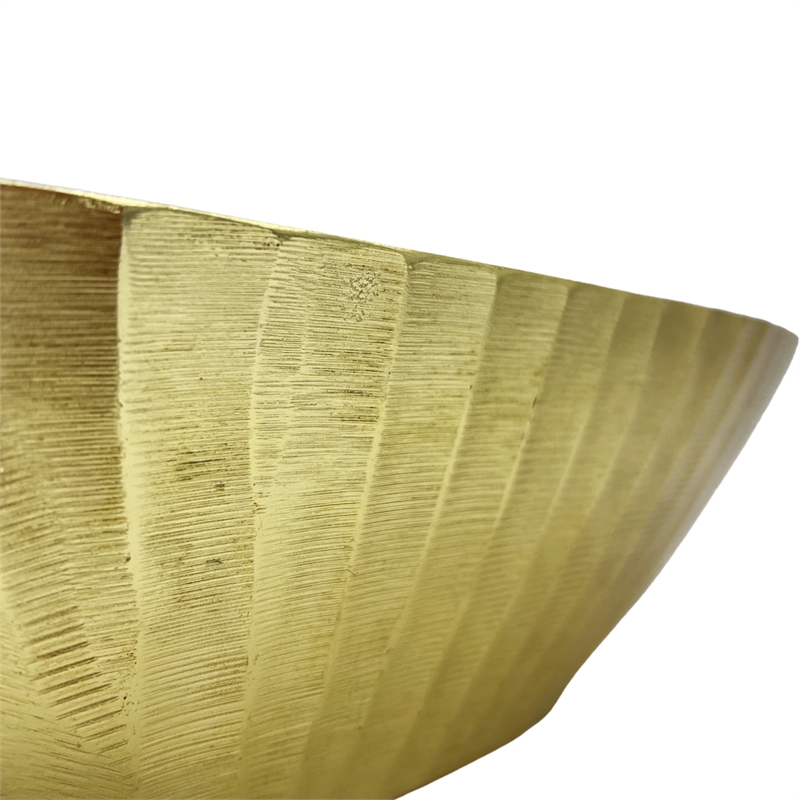 Pemberly Row 16-inch Wide Decorative Handmade Aluminum Modern Oval Bowl in Gold