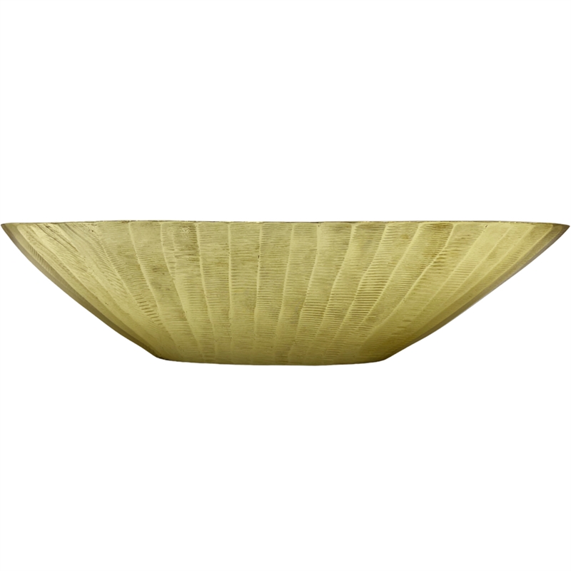 Pemberly Row 16-inch Wide Decorative Handmade Aluminum Modern Oval Bowl in Gold