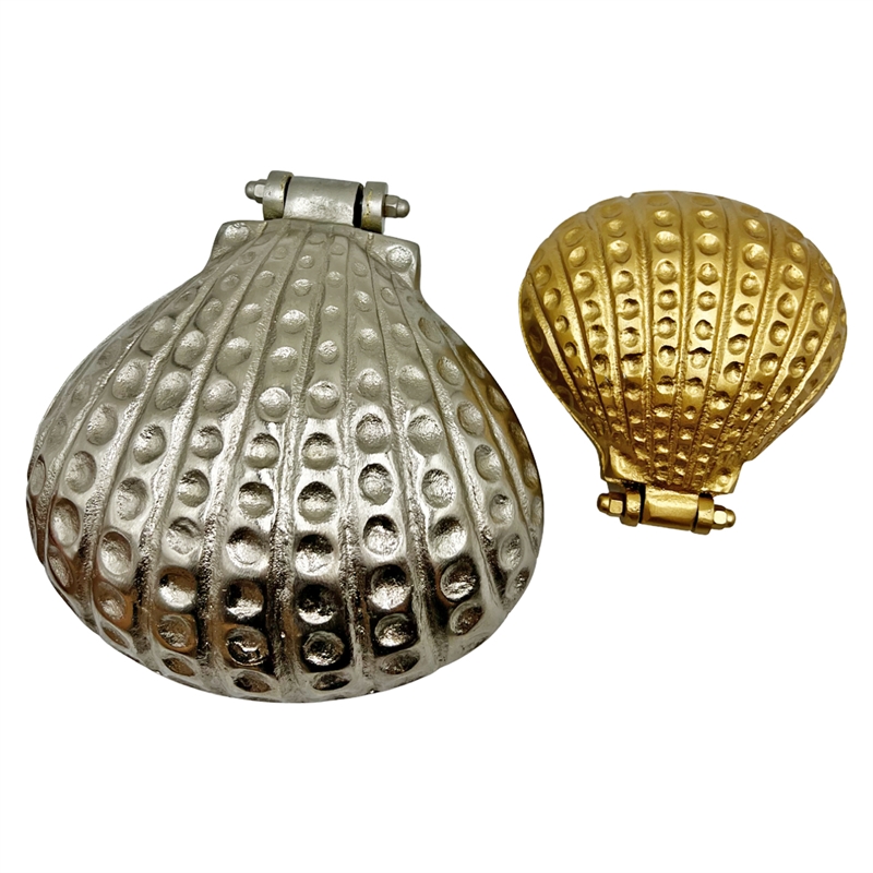 Pemberly Row Decorative Handmade Aluminum Shell Shape Bowl Set of 2